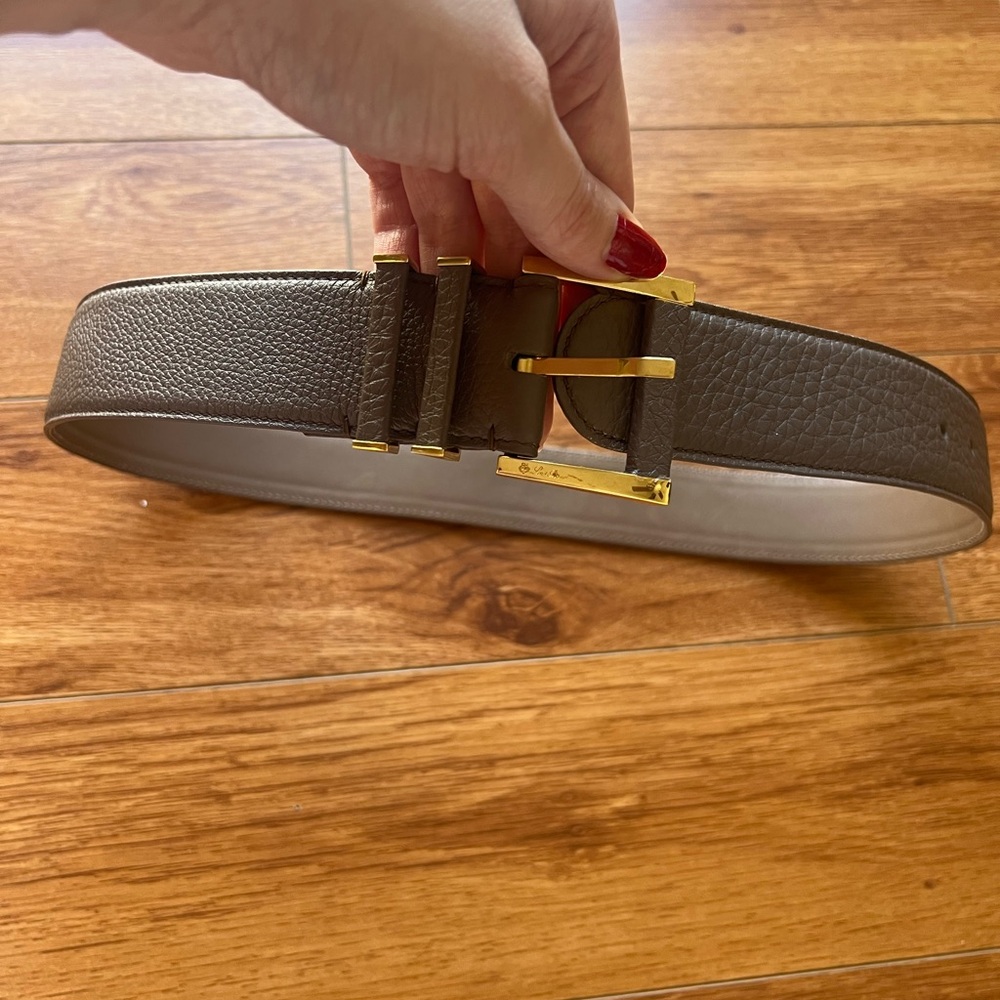 SOLD DO NOT BUY Brown Leather Belt with Gold Buckle